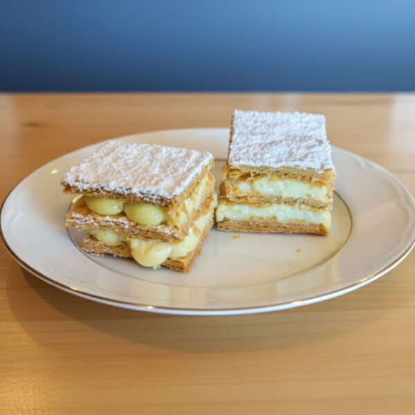 Millefeuille pastry with vanilla cream layers
