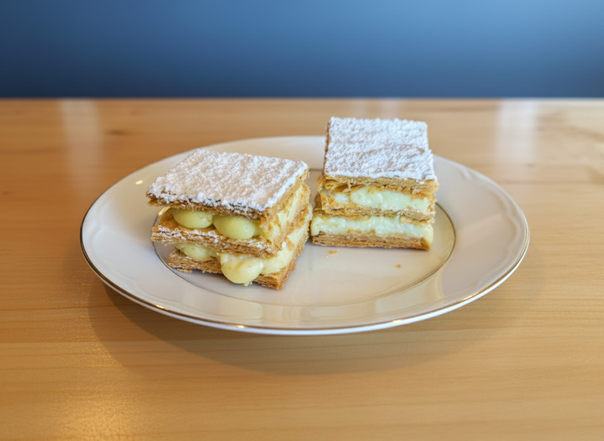 Millefeuille pastry with vanilla cream layers